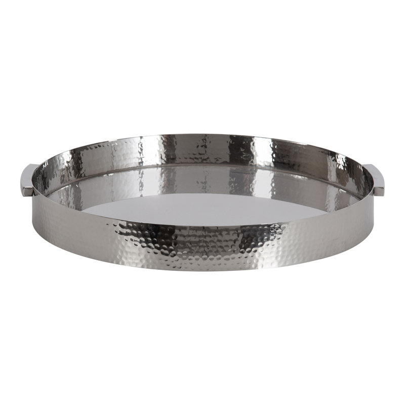 Plateau en métal martelé Yasmine, 2" H x 17" W x 17" D, Argent