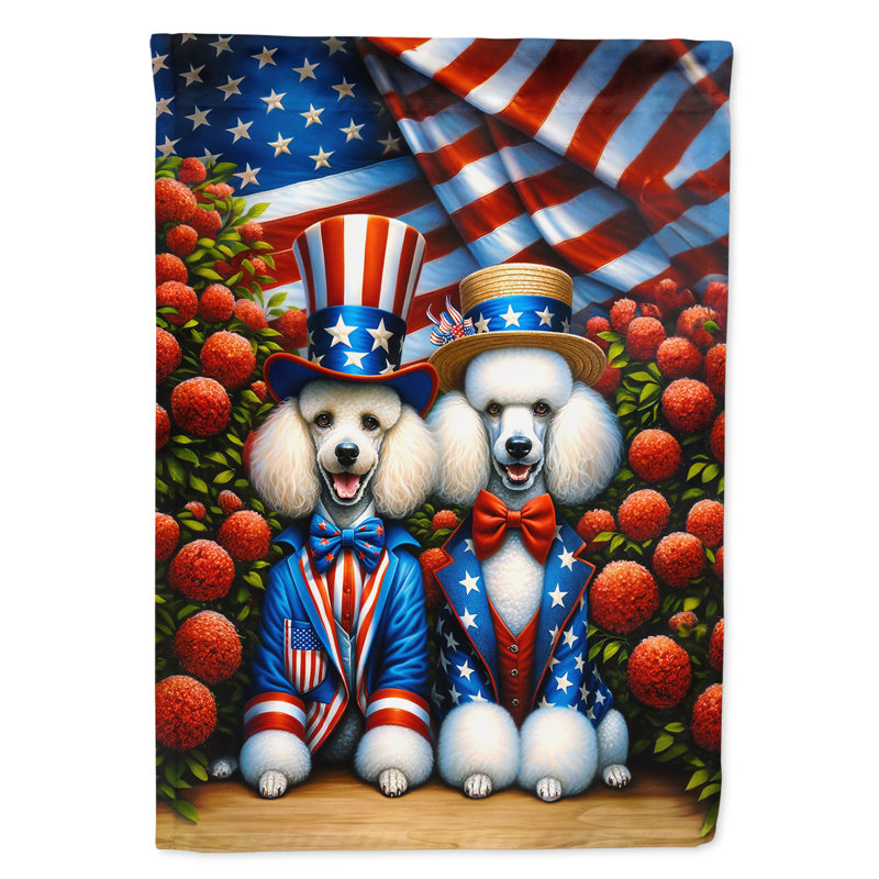 Drapeau All American Garden, Bleu / rouge / caniche blanc