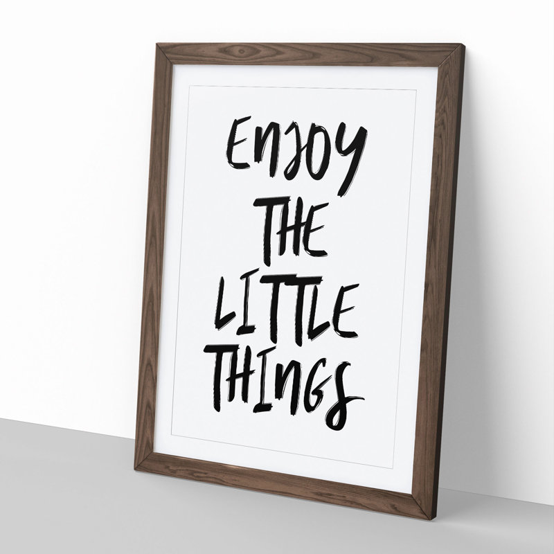Enjoy the Little Things - Picture Frame Typography, 65cm H x 48cm W x 2cm D, Walnut