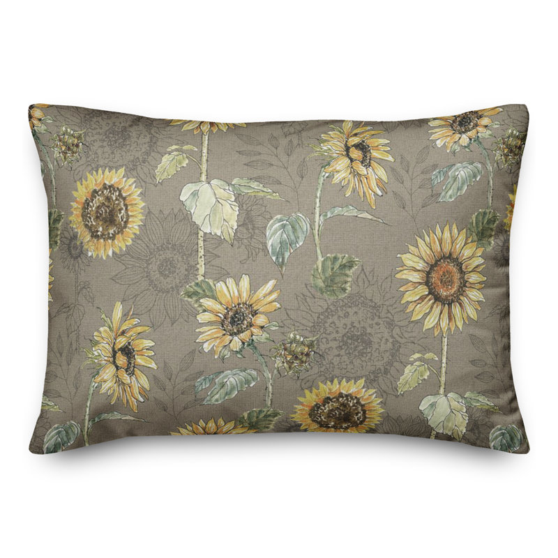 Floral Reversible Throw Pillow, Brown