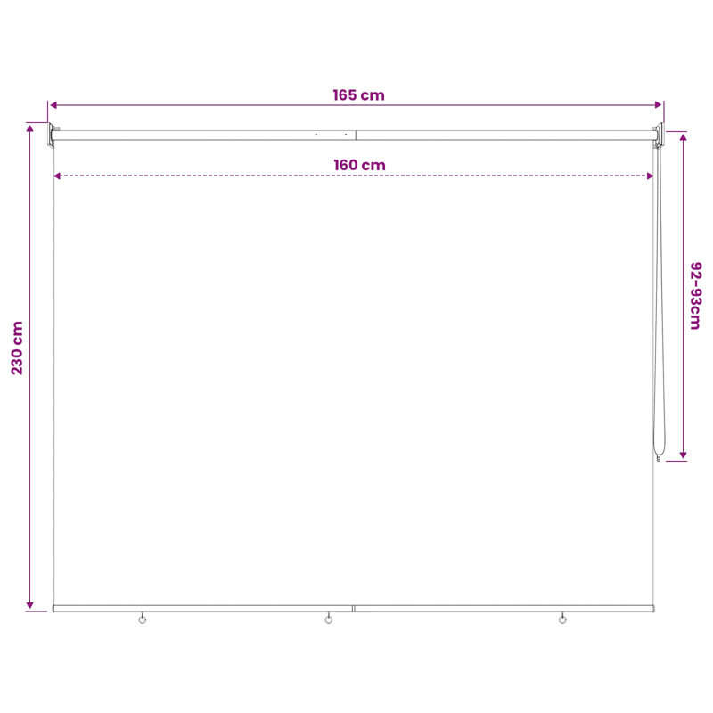 Roller shade, 165 cm W x 230 cm L