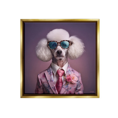 «Poodle In Sleek suit Floater Frame» par RB sur toile
