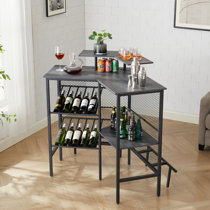 Cozy Eagle Industrial Wine Bar Cabinet Coffee Bar Table with Storage & Rack  for Liquor and Glasses