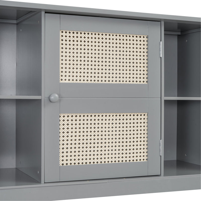 Lit de jour en bois avec lit gigogne, armoire et tablette, Gris, Lit double
