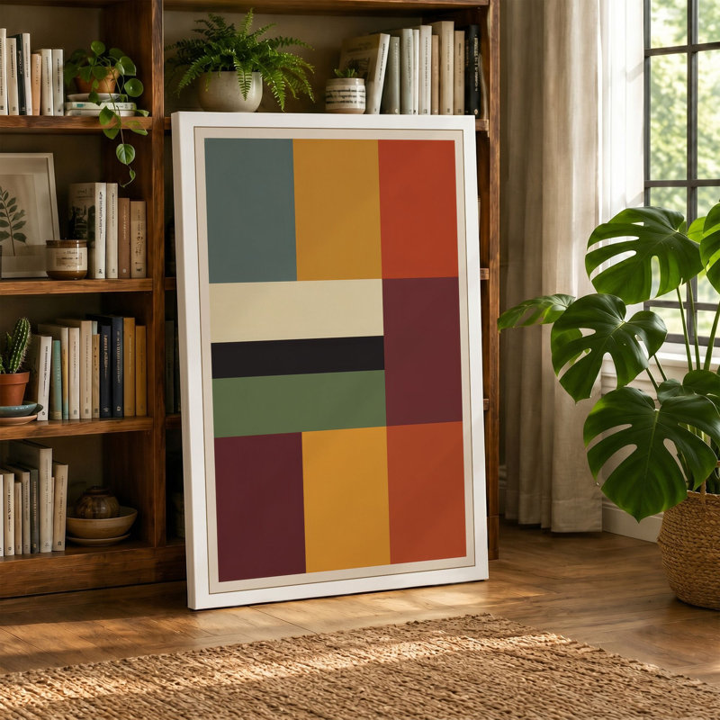 Earth Geometry Geometric - Wrapped Canvas, 18x12 - 45.7 x 30.5 cm, Taupe Border