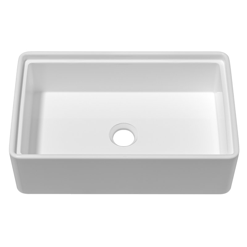 Évier de cuisine simple en argile réfractaire blanche avec planche à découper L 33 po x l 20 po Workstation