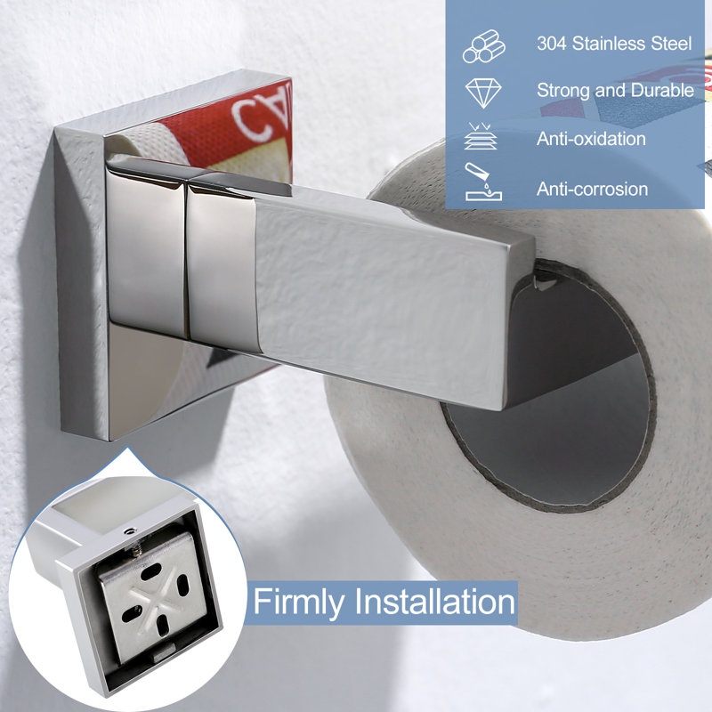 Wall Mounted Toilet Paper Holder, Polished Chrome