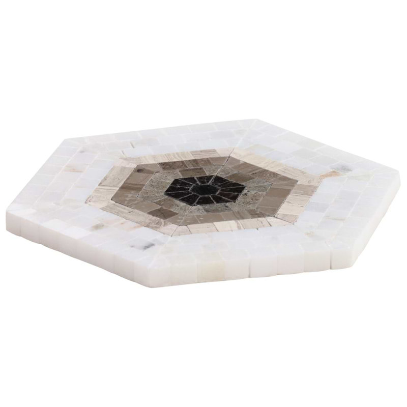 Ako 6" Hexagon Marble Micro Mosaic Tile, Saint Laurent Brown
