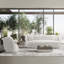 Ensemble de salon 2 pièces en bois de pin moderne avec canapé rembourré et fauteuil d'appoint crème Siri-1074077860