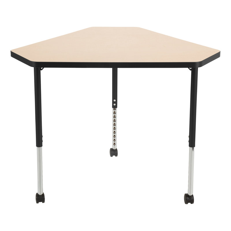 Structure Series Diamond 41" x 36" Adjustable Height Mobile Collaborative Activity Table with Casters, Maple, Black