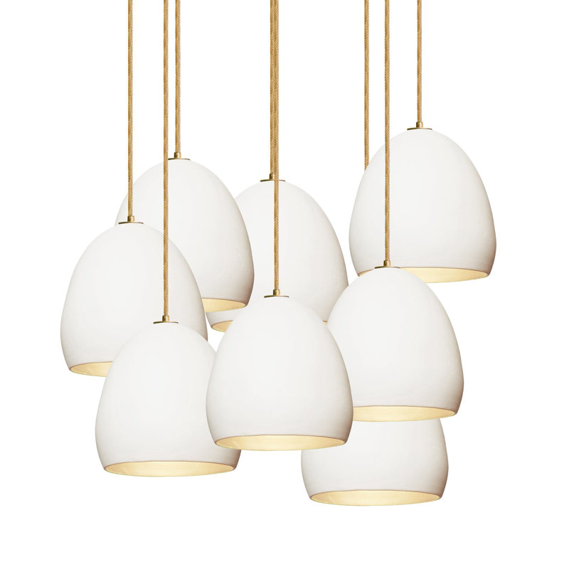 Lustre géométrique en grappe 8 lumières Clay, DEL, H 96 po x l 22 po x P 22 po, Laiton