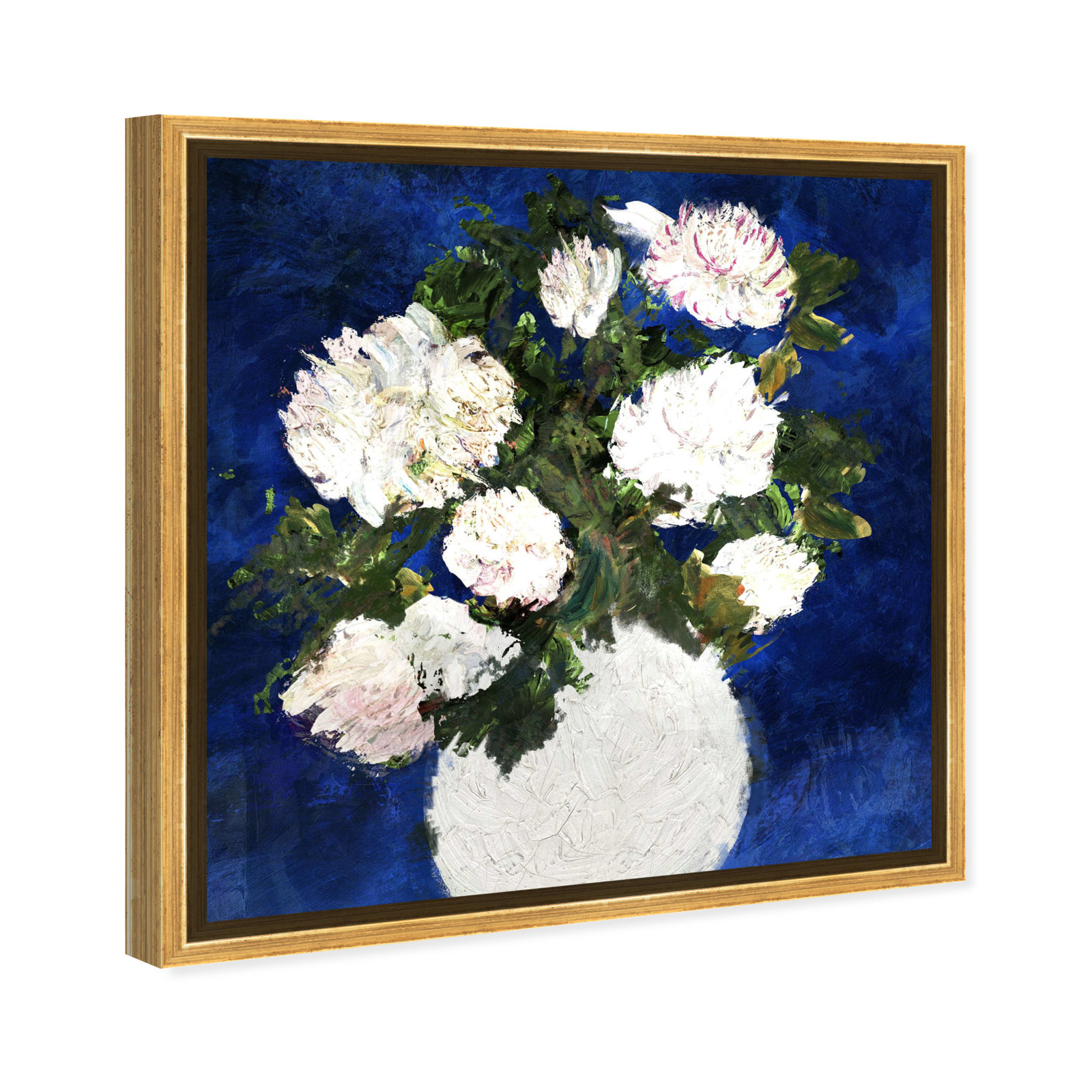 Dripping Roses Painting, Gold Framed, 21" H x 21" W x 1.5" D