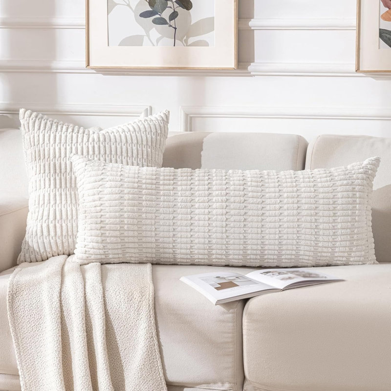 Cream Boho Long Body Lumbar Decorative Throw Pillow Cover 14X36 Inch