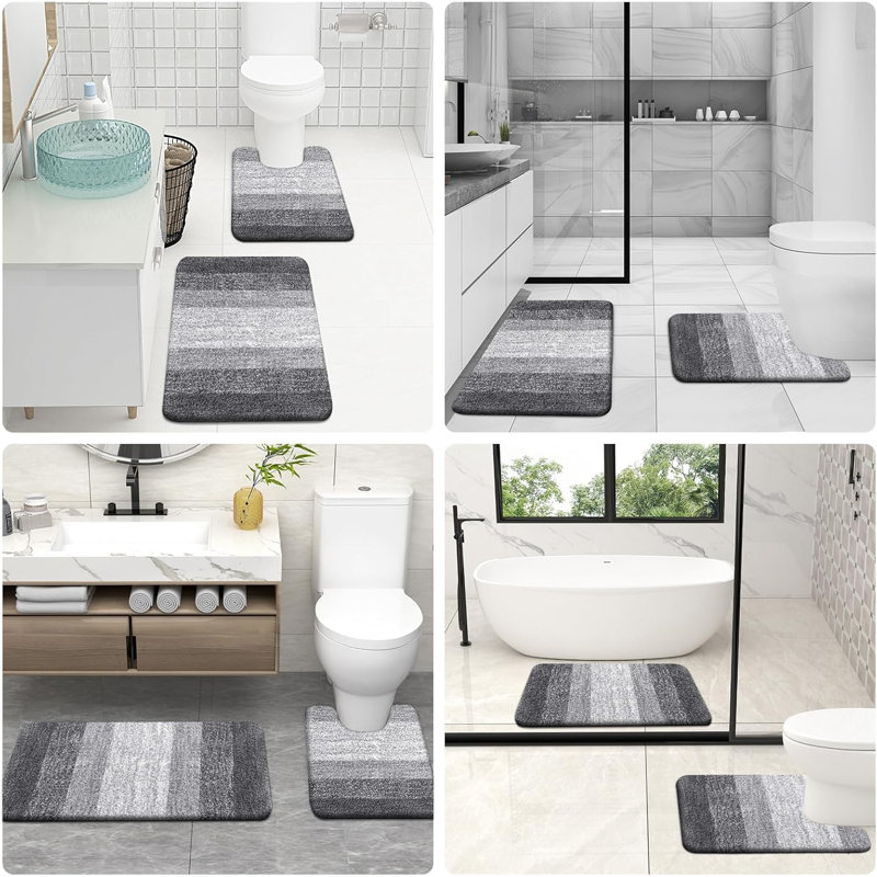 Ensemble de 2 tapis de salle de bain gris