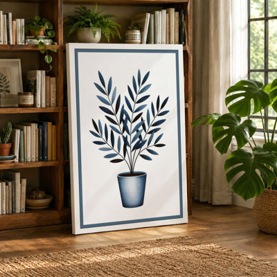 Modern Potted Plant Botanical 1 Piece Wrapped Canvas Wall Art
