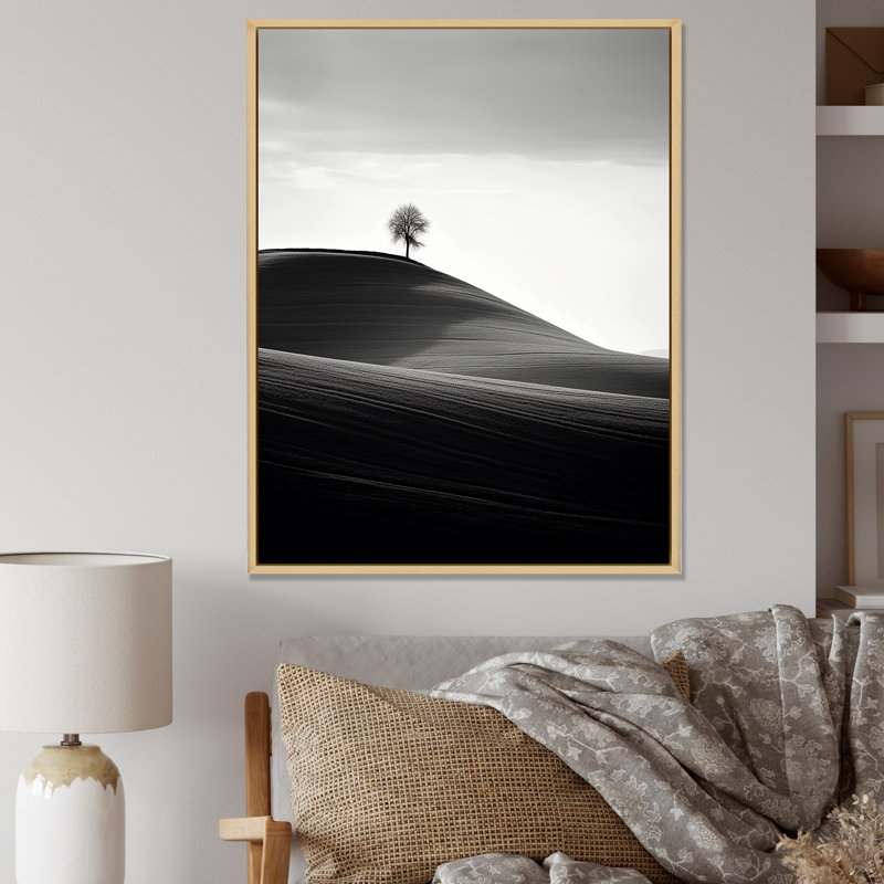«Black and White Desert Scenery I - Meadow», art mural sur toile_106453, H 44 po x l 34 po x P 1,5 po