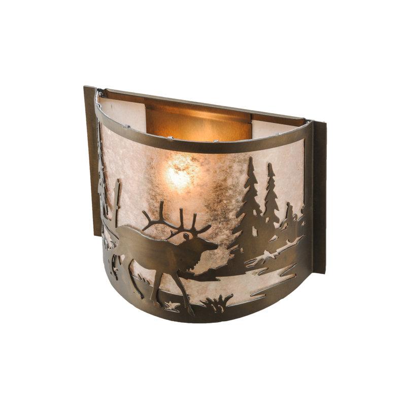 Rustic Lodge 1 - Light Flush Mounted Sconce, Antique Copper, Antique Copper/Silver Mica