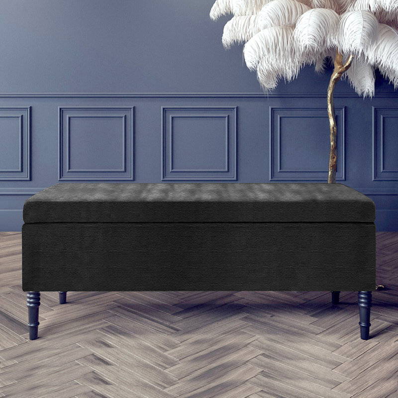 Paris Plain Naples Ottoman Storage Bench, Upholstered End of Bed Bench with Legs, Rectangle Coffee Table with Storage, Window Seat Ottoman Footstool for Bedroom, Hallway, Living Room