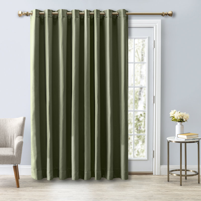 Ardelle Blackout Single Curtain Panel, Sage with Antiqued Bronze Grommets, 112" W x 84" L