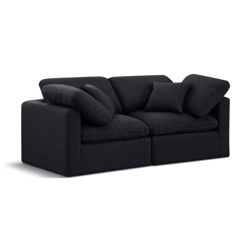 Itala Upholstered 70'' Loveseat, Black Linen Textured Fabric