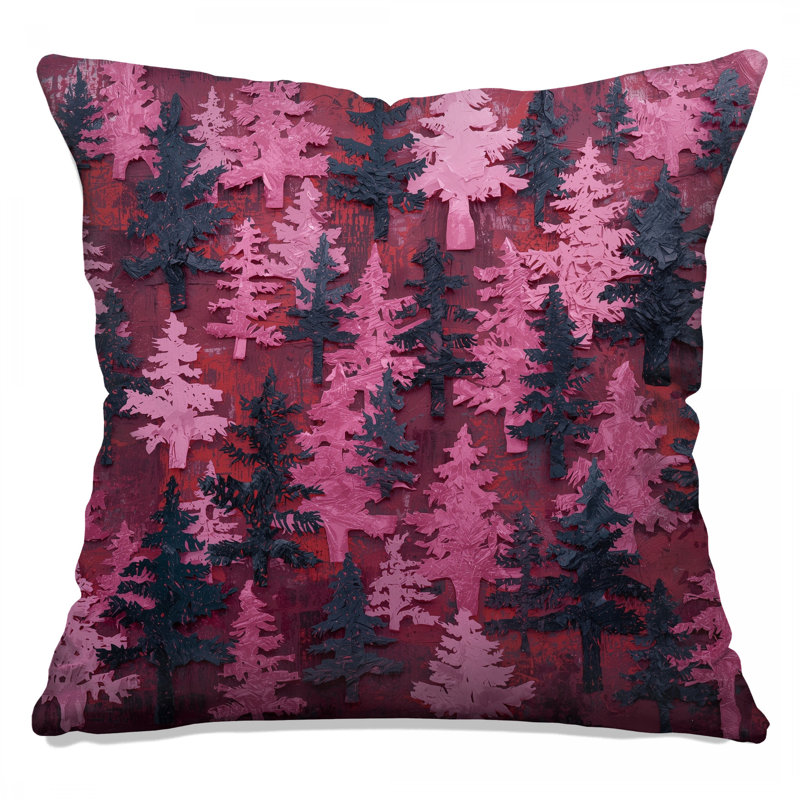 Coussins décoratifs à double face Pink Forest Collage, 14 X 14 pouces