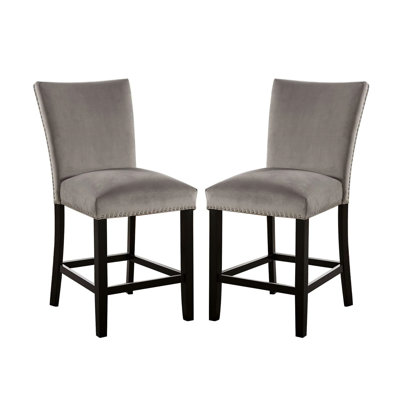 Chaises de salle à manger hautes transitionnelles (ensemble de 2) - Siège rembourré en flanelle pour tables à hauteur de bar