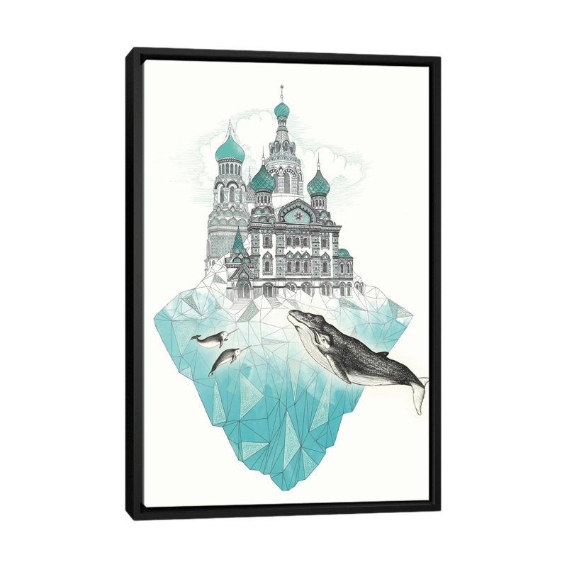 « st. petersiceburg », impression sur toile, H 26 po x l 18 po x P 1,5 po, Toile avec cadre noir, Pas de tapis
