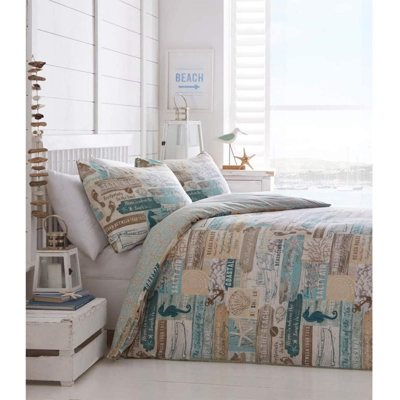 Dore Seaside Reversible Duvet Cover Set, Kingsize Duvet Cover + 2 Standard Pillowcases