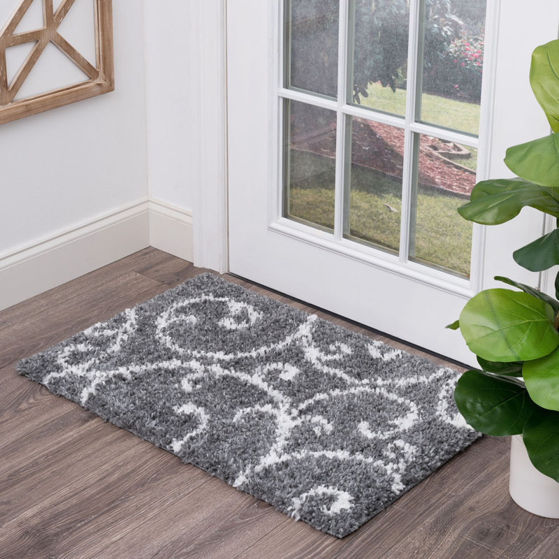 Tapis gris foncé à poils longs Roanoke, Rectangle 3 pi 3 po x 5 pi