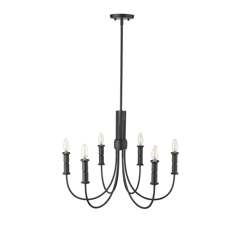Lustre classique / traditionnel à 6 lumières de 26 po de large Potiss, Noir mat