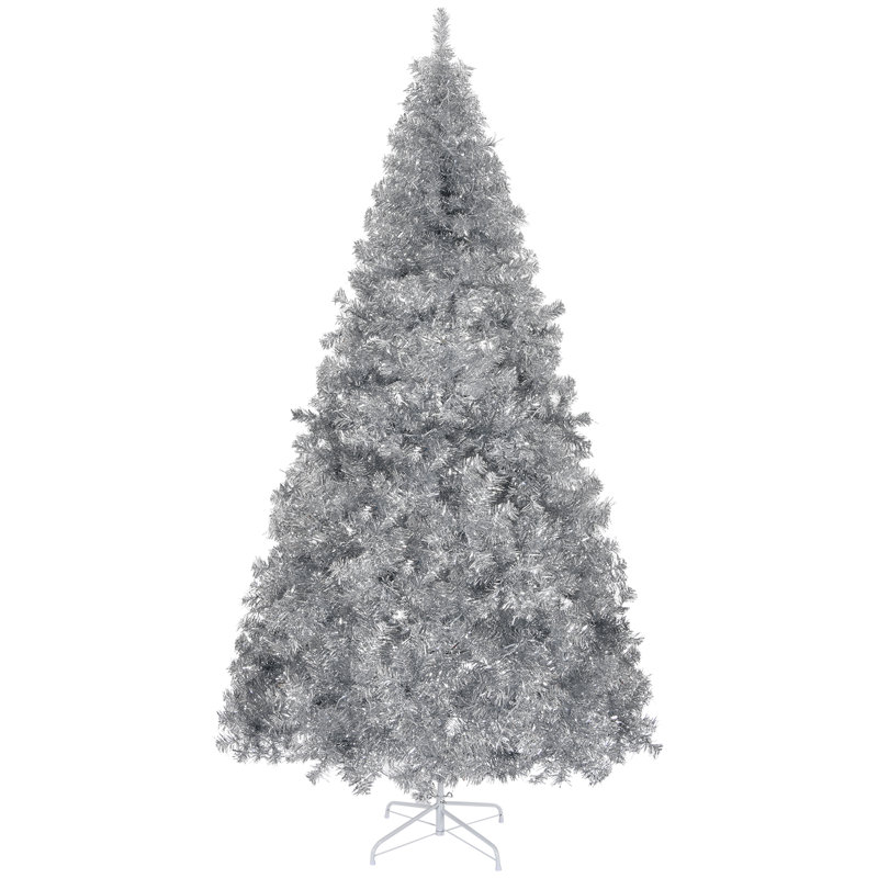 Arbre de pin artificiel à charnière argenté de 6 pi, 800 branches avec un support en métal robuste, décor de Noël en faux pin pour l'intérieur