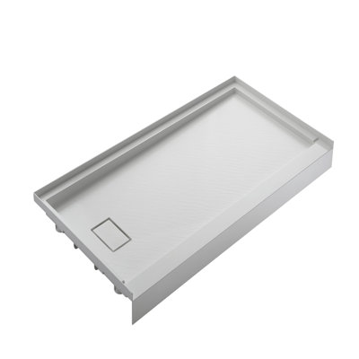 60" X 34" SMC Single-Threshold Shower Base With Left Drain & Complete Drain Assembly