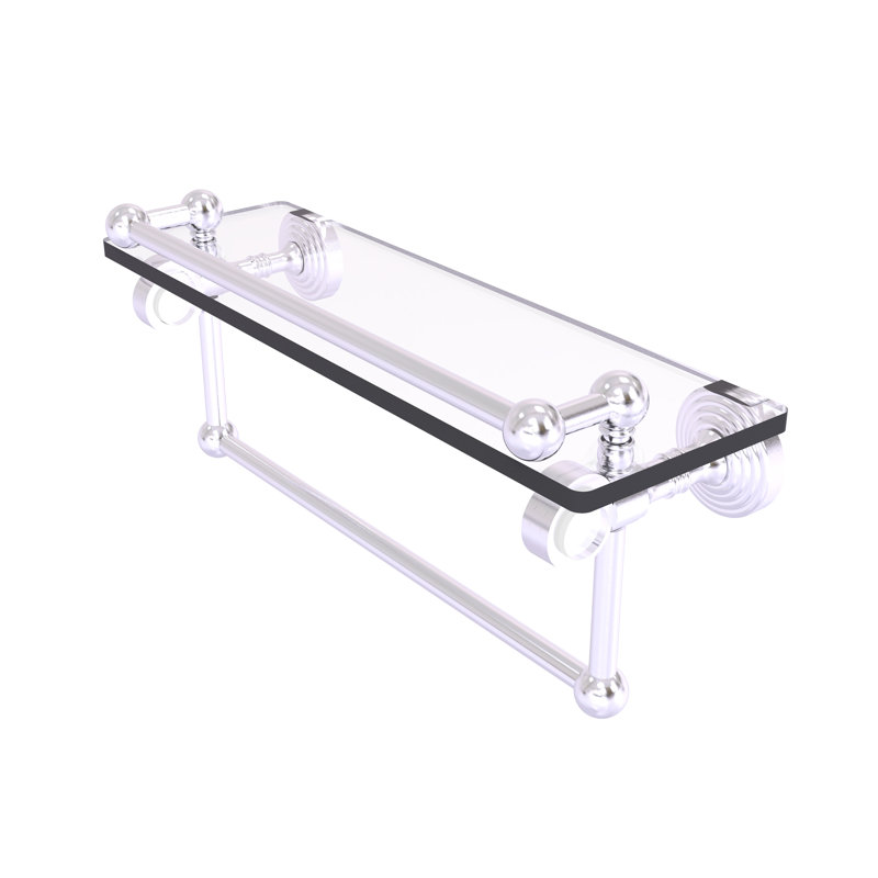 Étagère murale en verre Jarrell, Chrome satiné, H 5,5 po x l 16 po x p 6,8 po