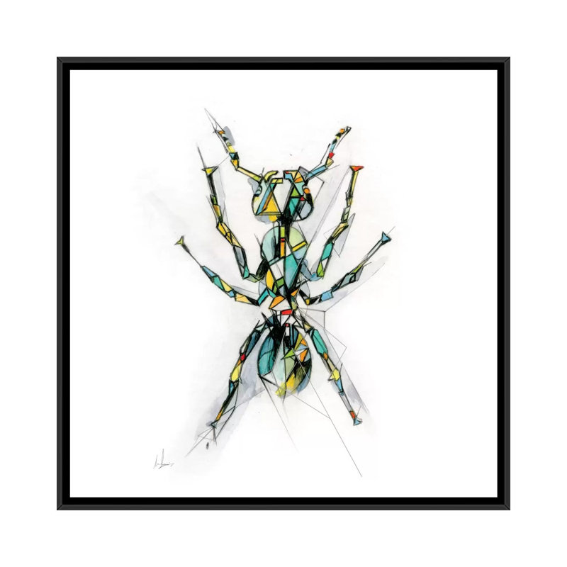 « ant », impression sur toile tendue, H 37 po x l 37 po x P 1,5 po, Toile avec cadre noir, Pas de tapis