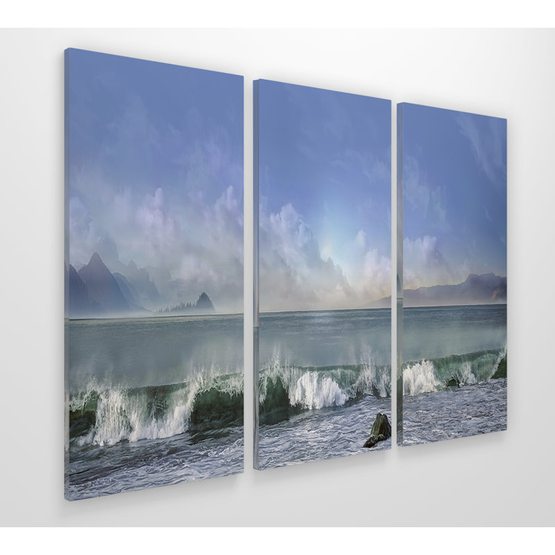 Breaking Waves-reproduction d’image en plusieurs pièces, H 40 po x l 60 po x P 1,5 po