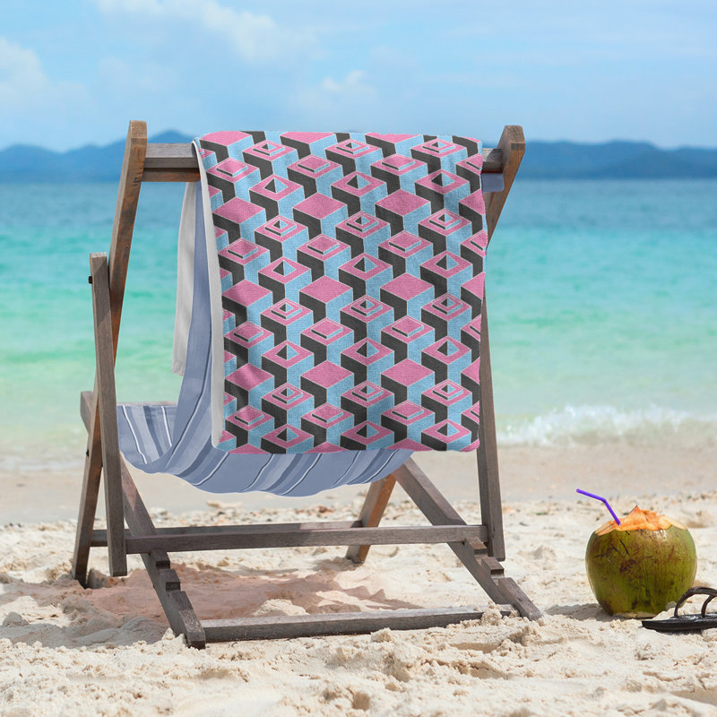 Jordao Beach Towel, Pink/Sky Blue/Black
