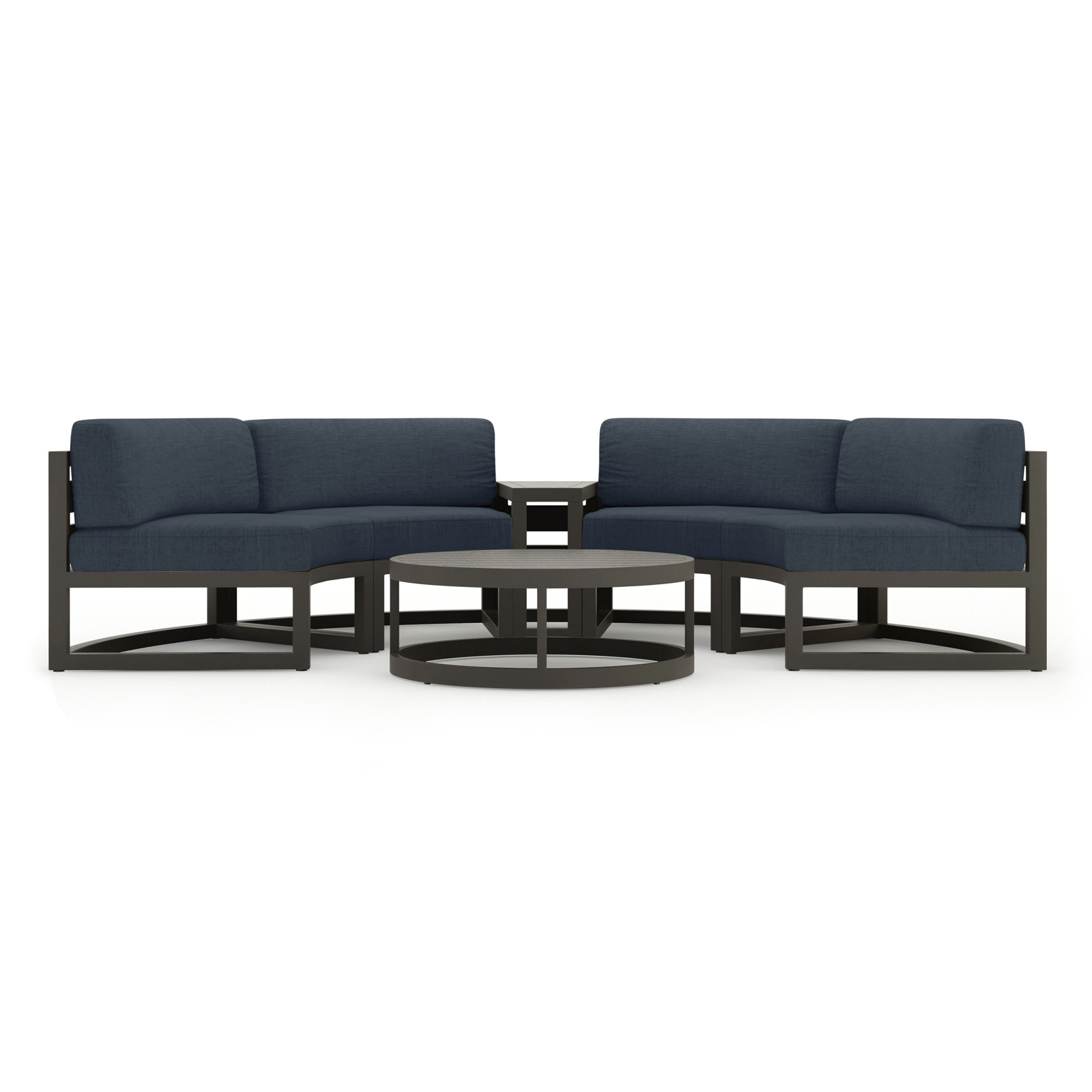 Bergeron 4 - Person Patio Conversation Set with Cushions, Spectrum Indigo Sunbrella®, Slate