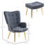 Angelamarie Velvet Armchair with Footstool-38883043