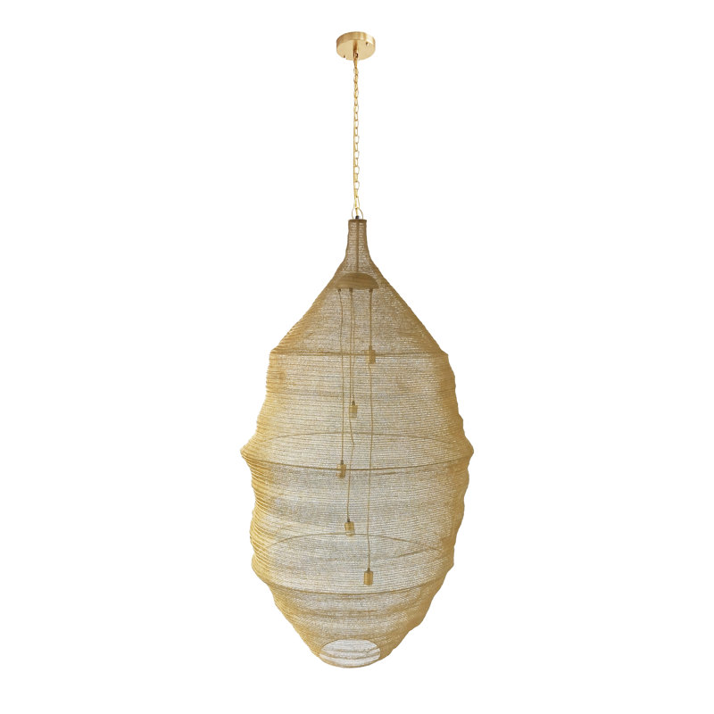 Lustre panier en maille dorée à 5 lumières Arbnora