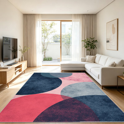1PC Geometric - Circle Style Area Rugs for Living Room, Soft and Comfortable, Suitable for all seasons, easy - to - maintain, machine washable Indoor floor mat, Under Table Farmhouse suitable for Bedroom, Dining Room, Study, Balcony, Patio, Home...