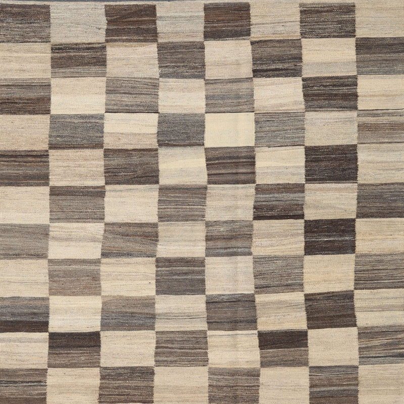 Tapis abstrait beige / olive, Carré 6 pi
