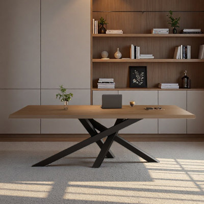 Table de bureau longue en bois massif de conception simple