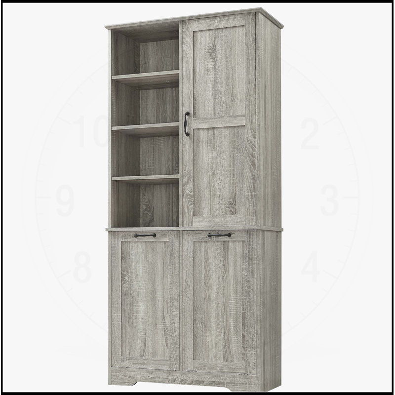 Armoire de salle de bain autoportante polyvalente avec plusieurs options de rangement et un design élégant, Chêne