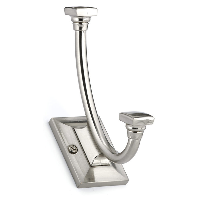 Transitional Metal Wall Hook, Brushed Nickel