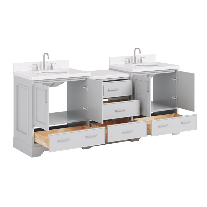 Meuble-lavabo simple 85 po 24 po Peighton et meuble-lavabo simple 2 po 31 po Peighton, Ovale, Gris