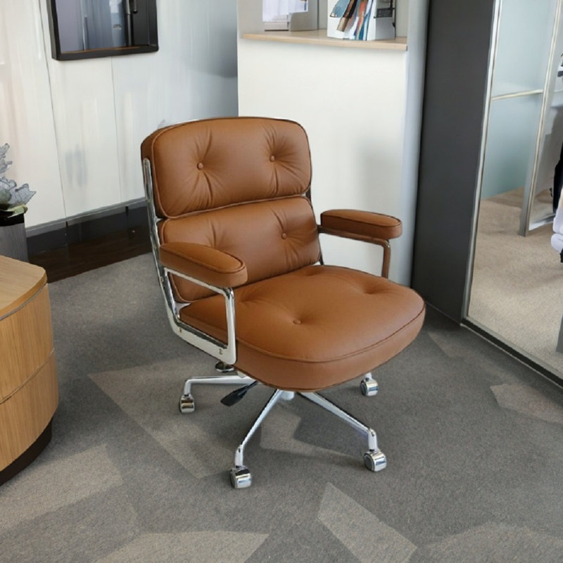 Astrahan Leather Tufted Office Chair, Tan