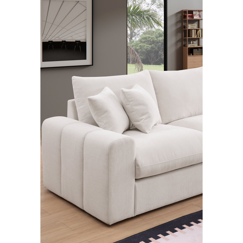 Canapé modulaire en U de 144 po avec 2 repose-pieds Aveline, Beige