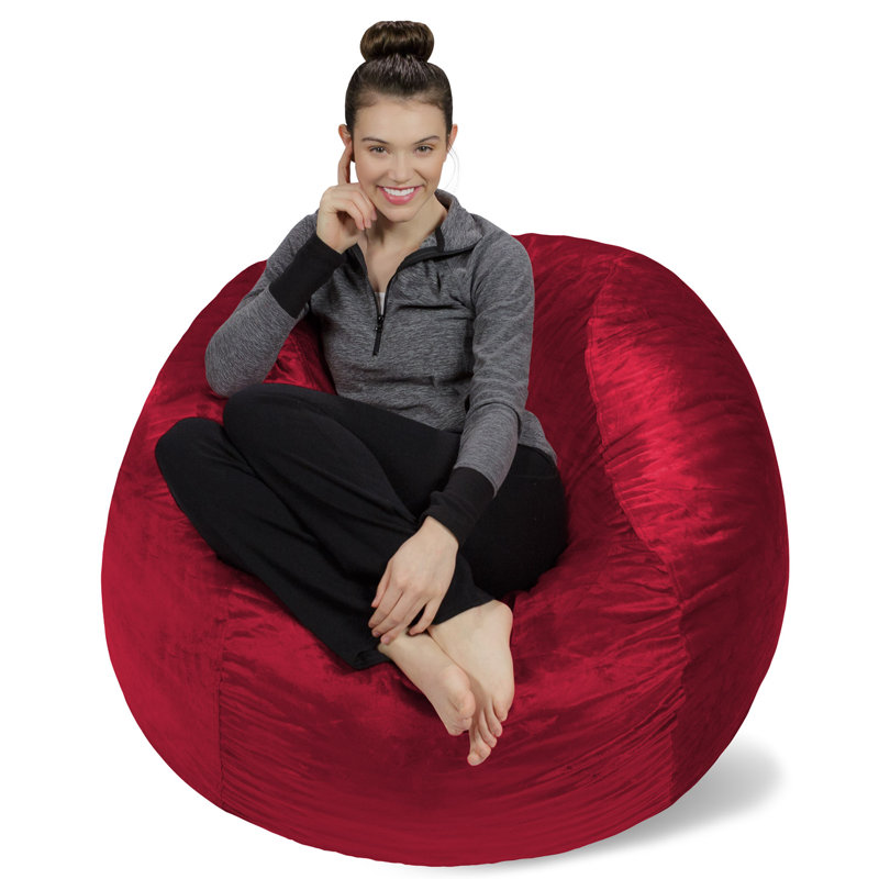  Bean Bag Chair - 4 Ft Shredded Foam Filled Round Pouf Chair - Plush, Ultra Soft Memory Foam Filled Bean Bag Chair with Microsuede Cover - Stuffed Foam Filled Furniture and Accessories for Dorm Room in Multiple Colors