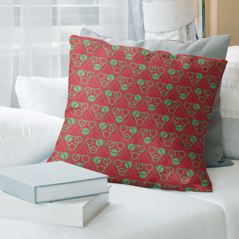 Coussin décoratif 14 po, 26 po x 26 po, Rouge / vert foncé