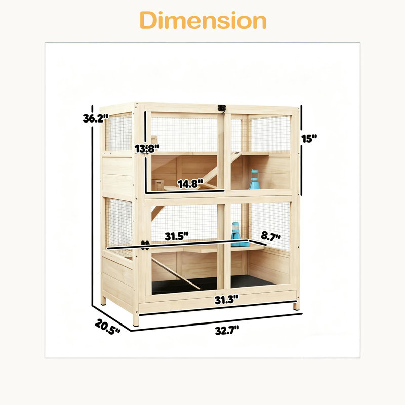Cage spacieuse pour petits animaux, cage à hamster avec trois rampes, cage pour animaux